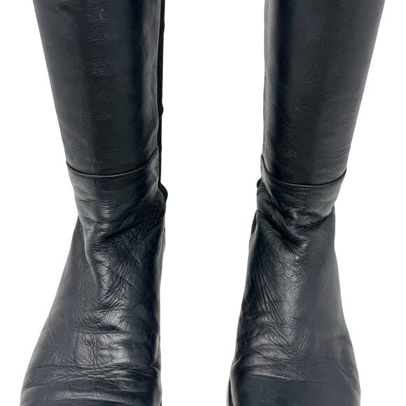 Stuart Weitzman 5050 Over the Knee Black Leather Stretch Boots Size 7 - Picture 6 of 10